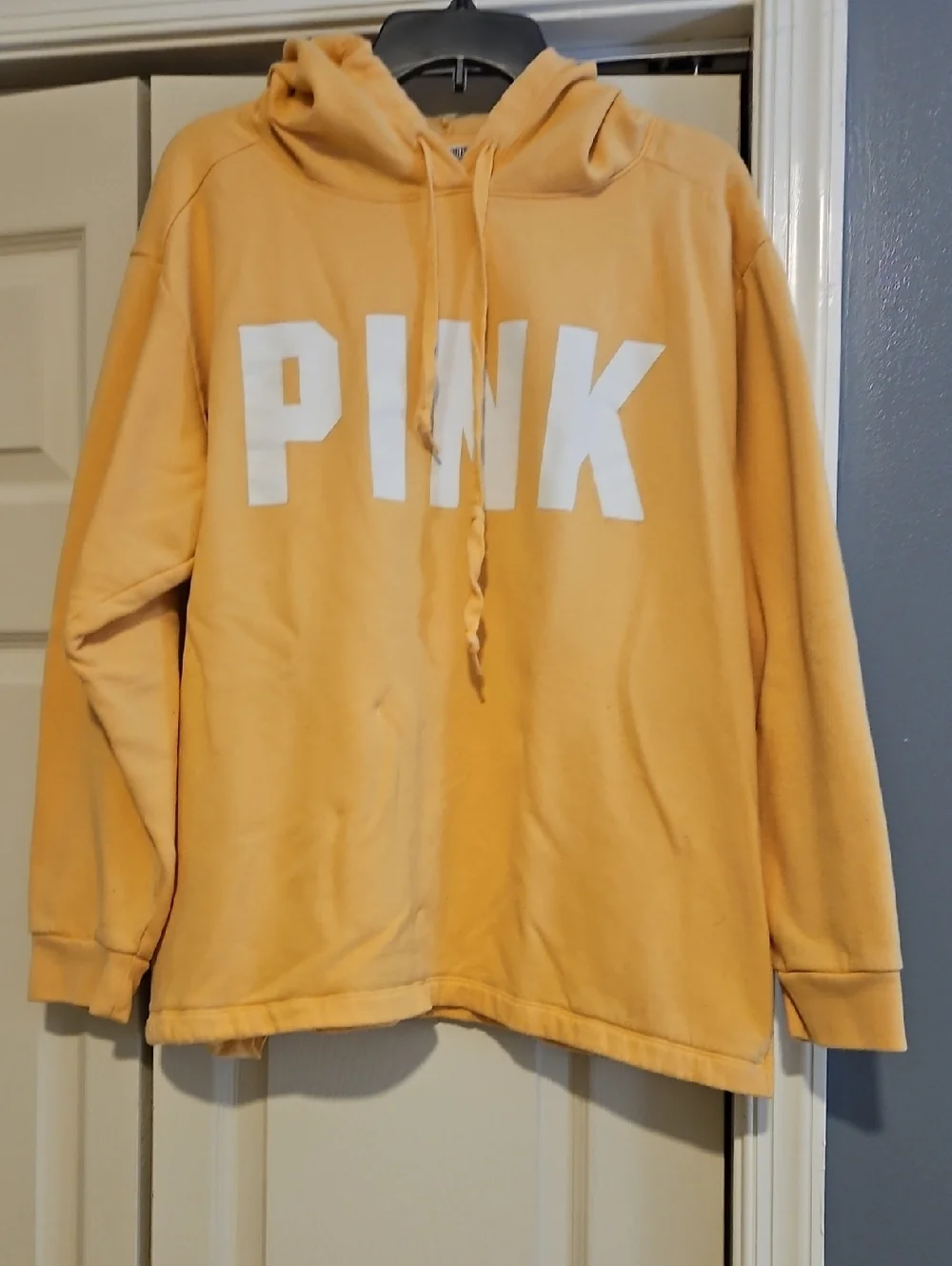 PINK Victoria's Secret Yellow Terry Hoodie - Picture 1 of 3